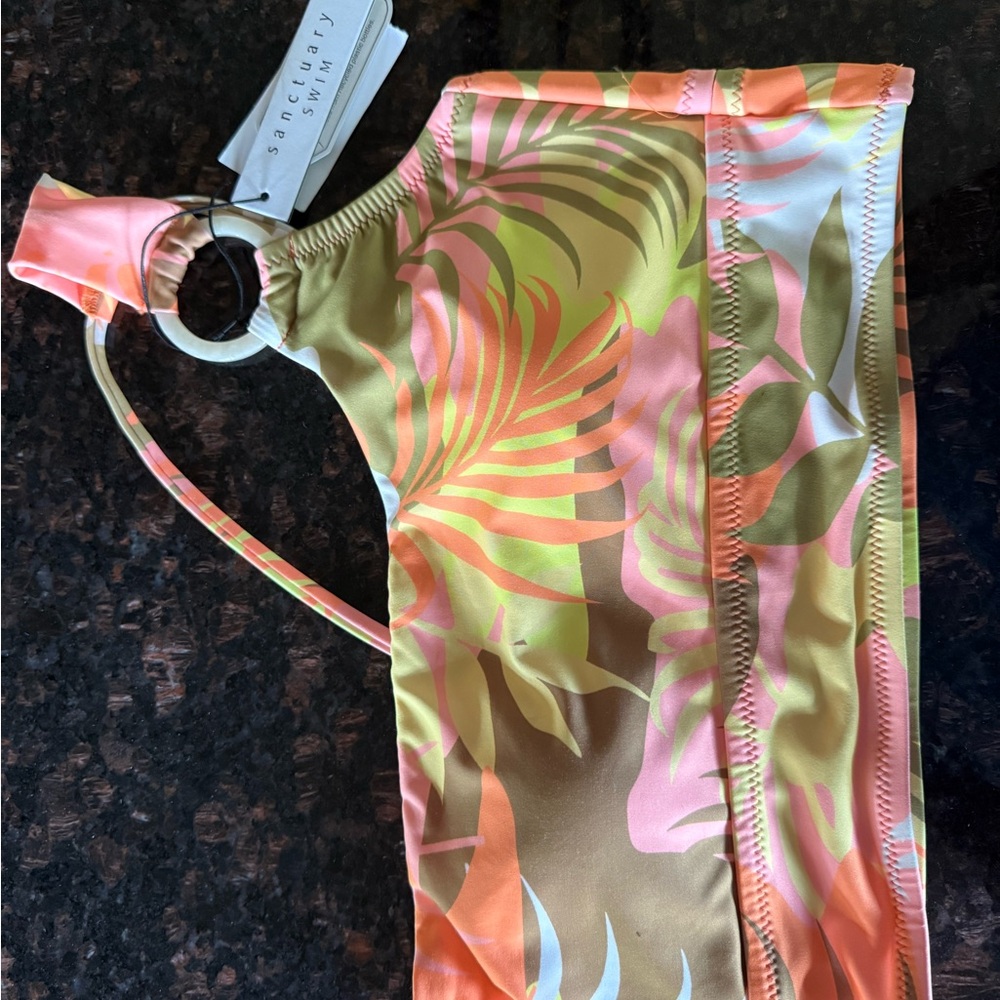 Sanctuary Tropical Leaf Bikini in Pink, Orange, and Green
